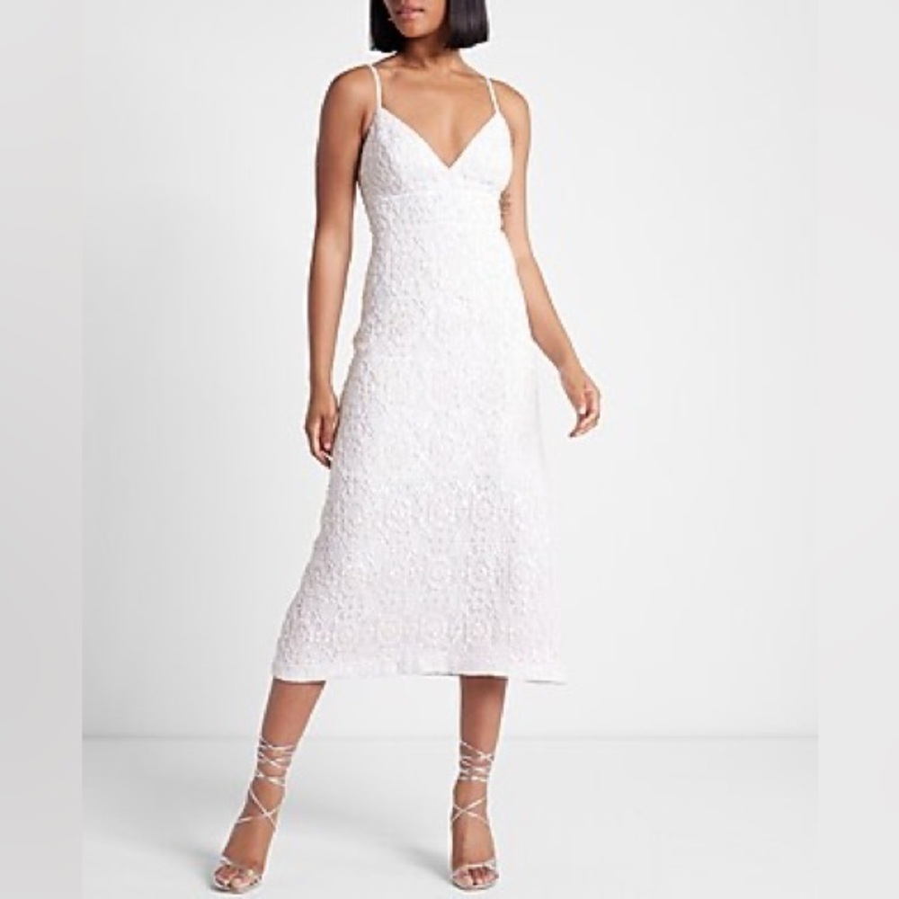 Express White Sequin Dress Size 8